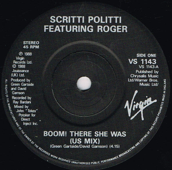 Scritti Politti Featuring Roger* : Boom! There She Was (7", Single)
