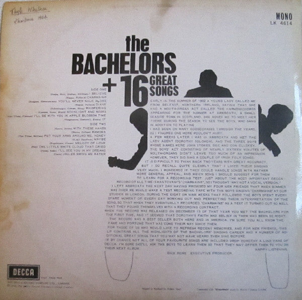 The Bachelors : 16 Great Songs (LP, Comp, Mono)