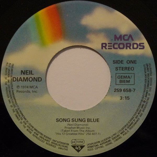 Neil Diamond : Song Sung Blue / I Am I Said (7", Single)