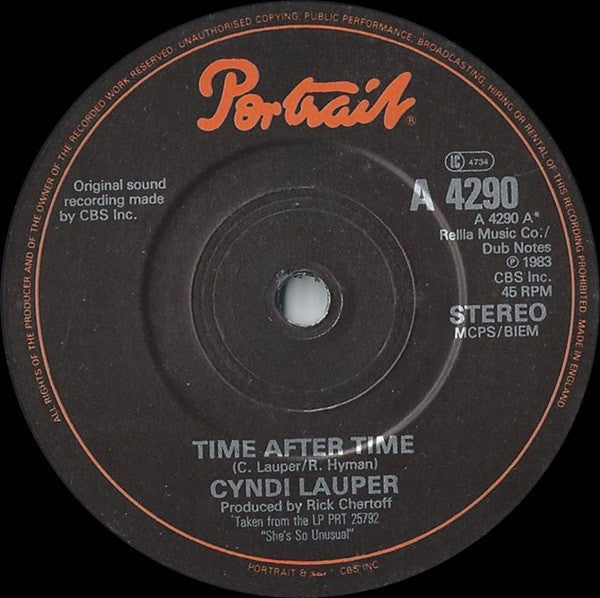 Cyndi Lauper : Time After Time (7", Single, Pap)